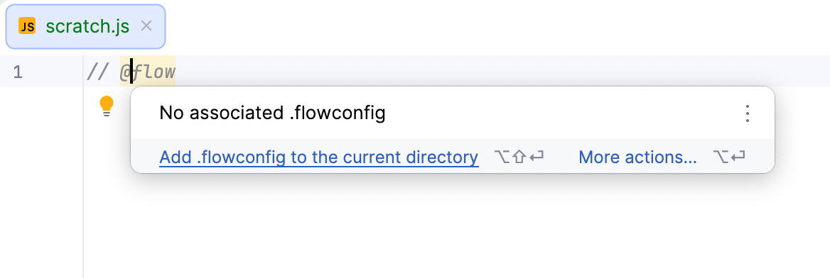 Tooltip: Add .flowconfig to the current folder Tooltip: Add .flowconfig to the current folder