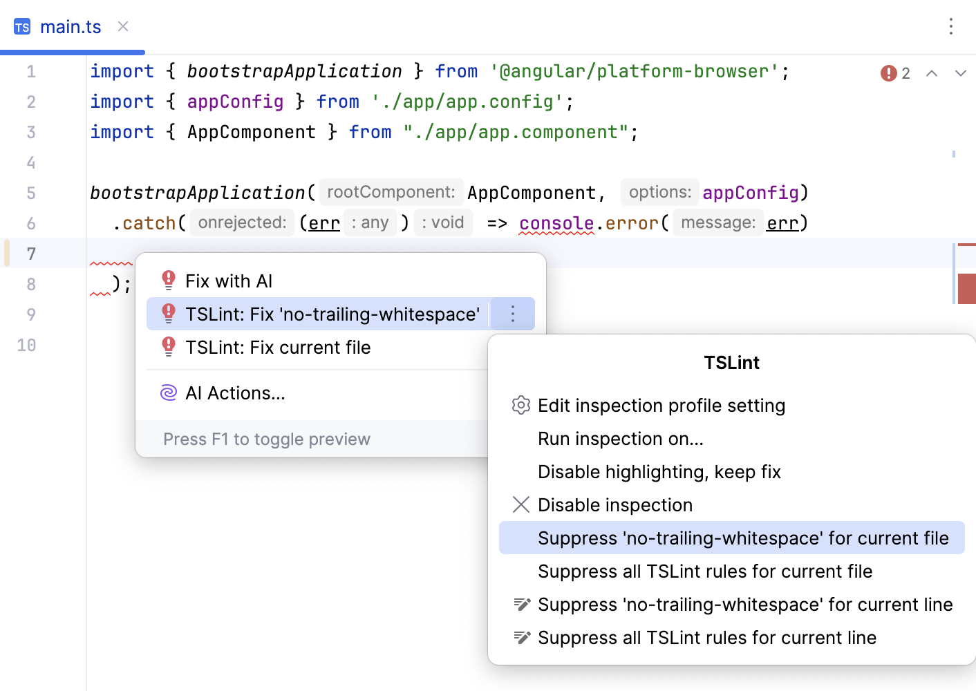 Disabling TSLint rules on the fly by adding disable comments Disabling TSLint rules on the fly by adding disable comments