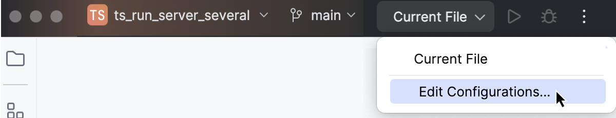 Open the Edit Configurations dialog Open the Edit Configurations dialog