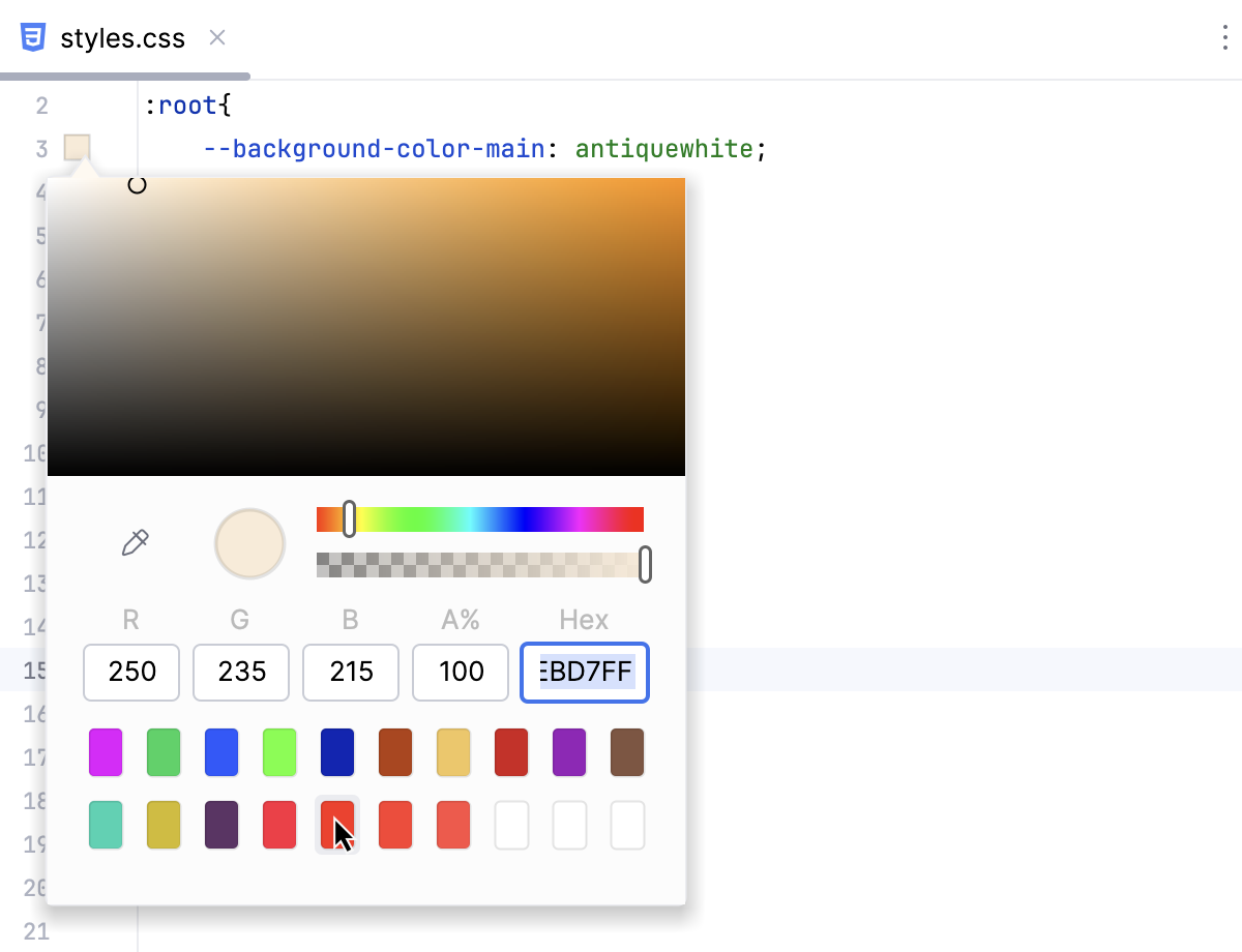 Picking a color