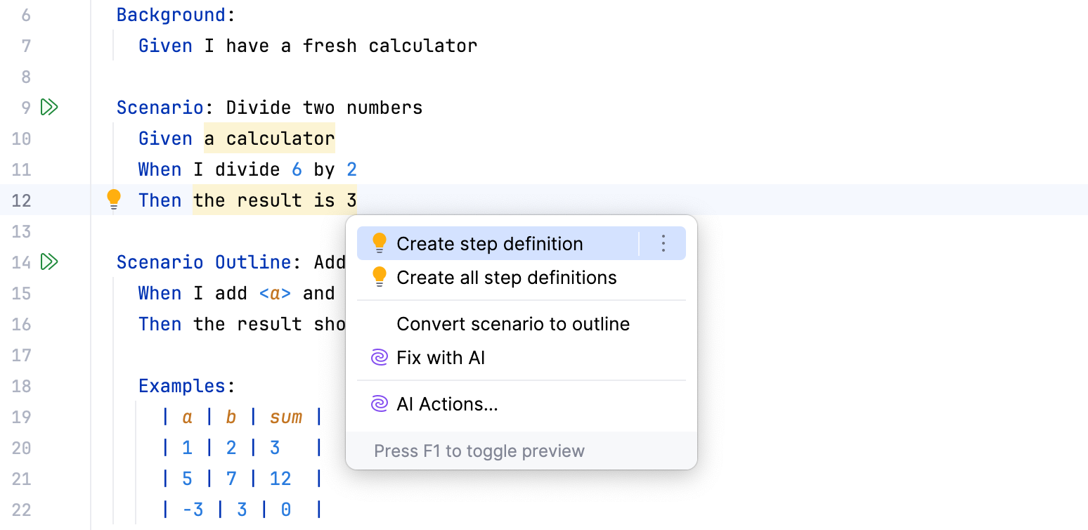 Create Cucumber.js step definitions: quick-fix Create Cucumber.js step definitions: quick-fix
