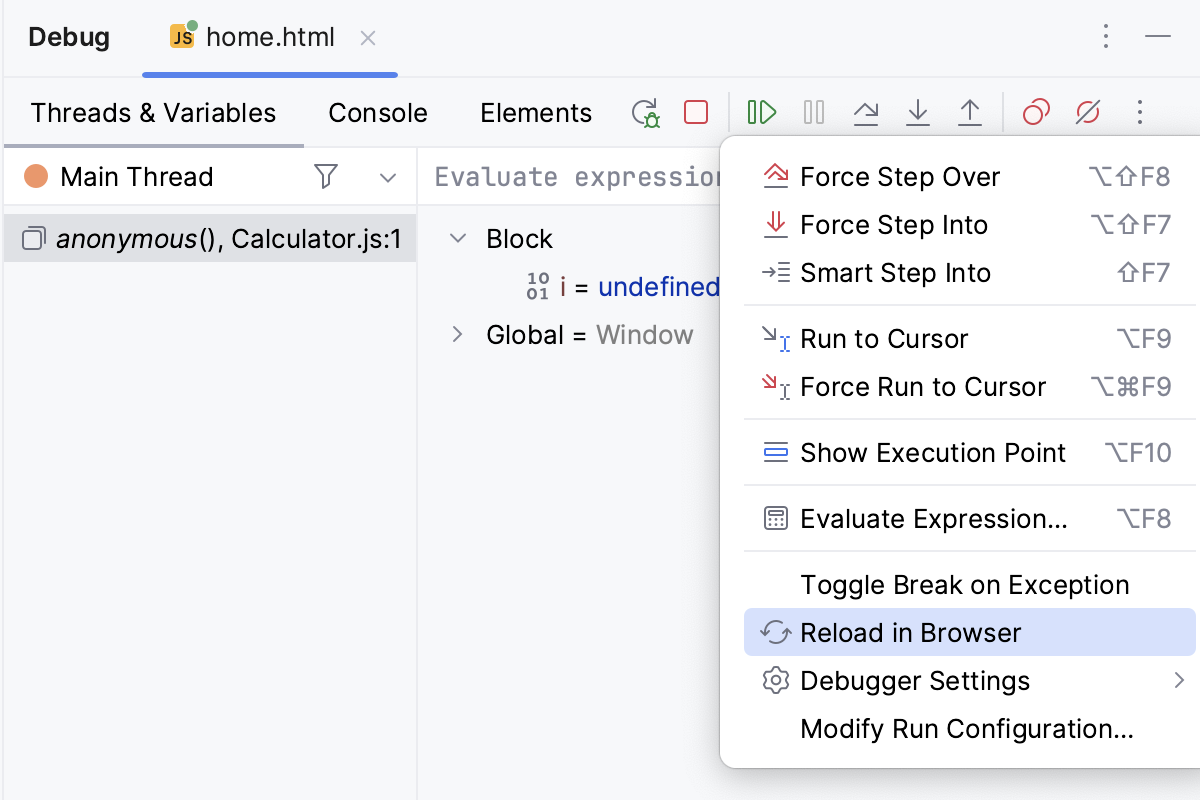 Reload in Browser action Reload in Browser action