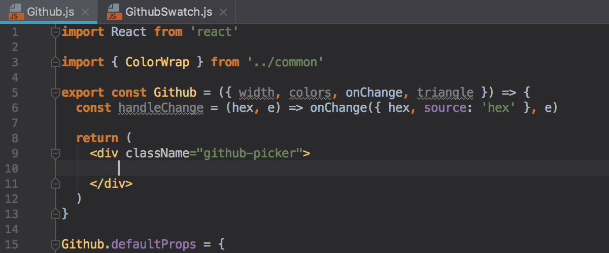 Completion for imports in React stateless components