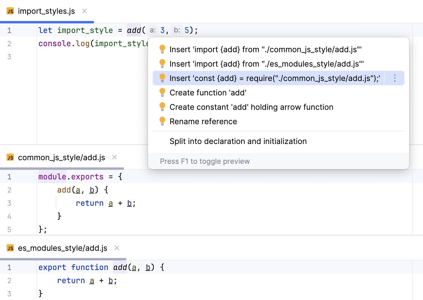Quick fix: select import style Quick fix: select import style