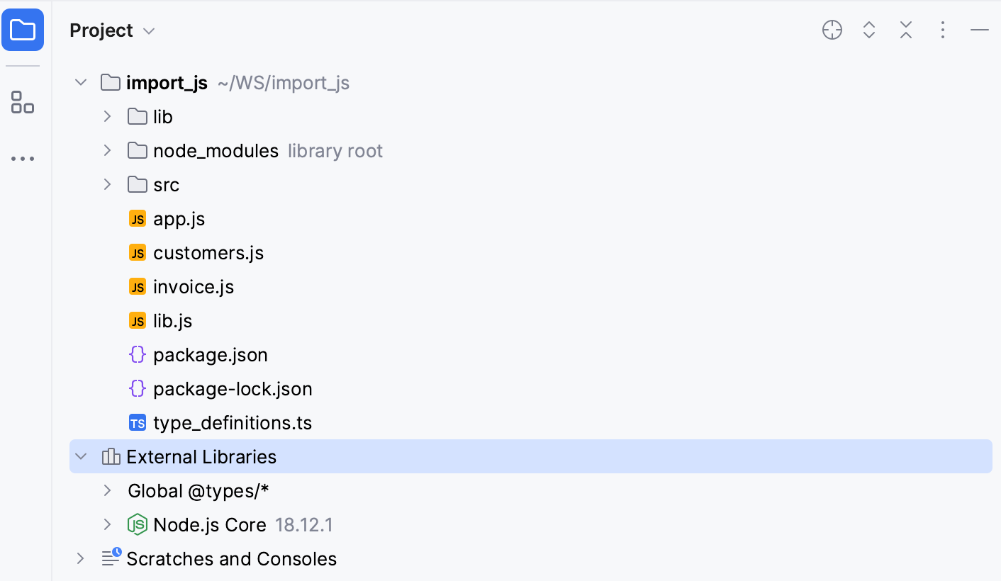 External libraries node External libraries node