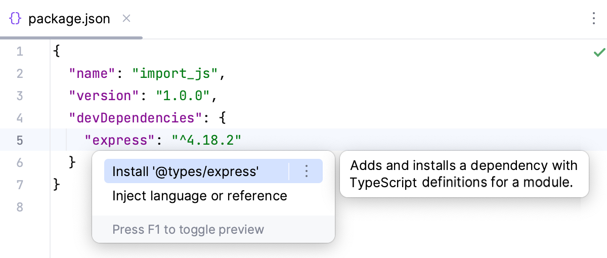 Install type definitions from package.json Install type definitions from package.json