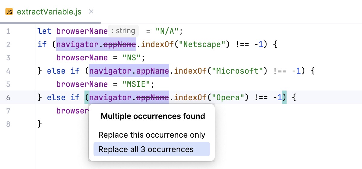 Extract variable - multiple occurrences Extract variable - multiple occurrences