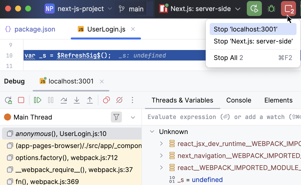 Debugging session started Debugging session started