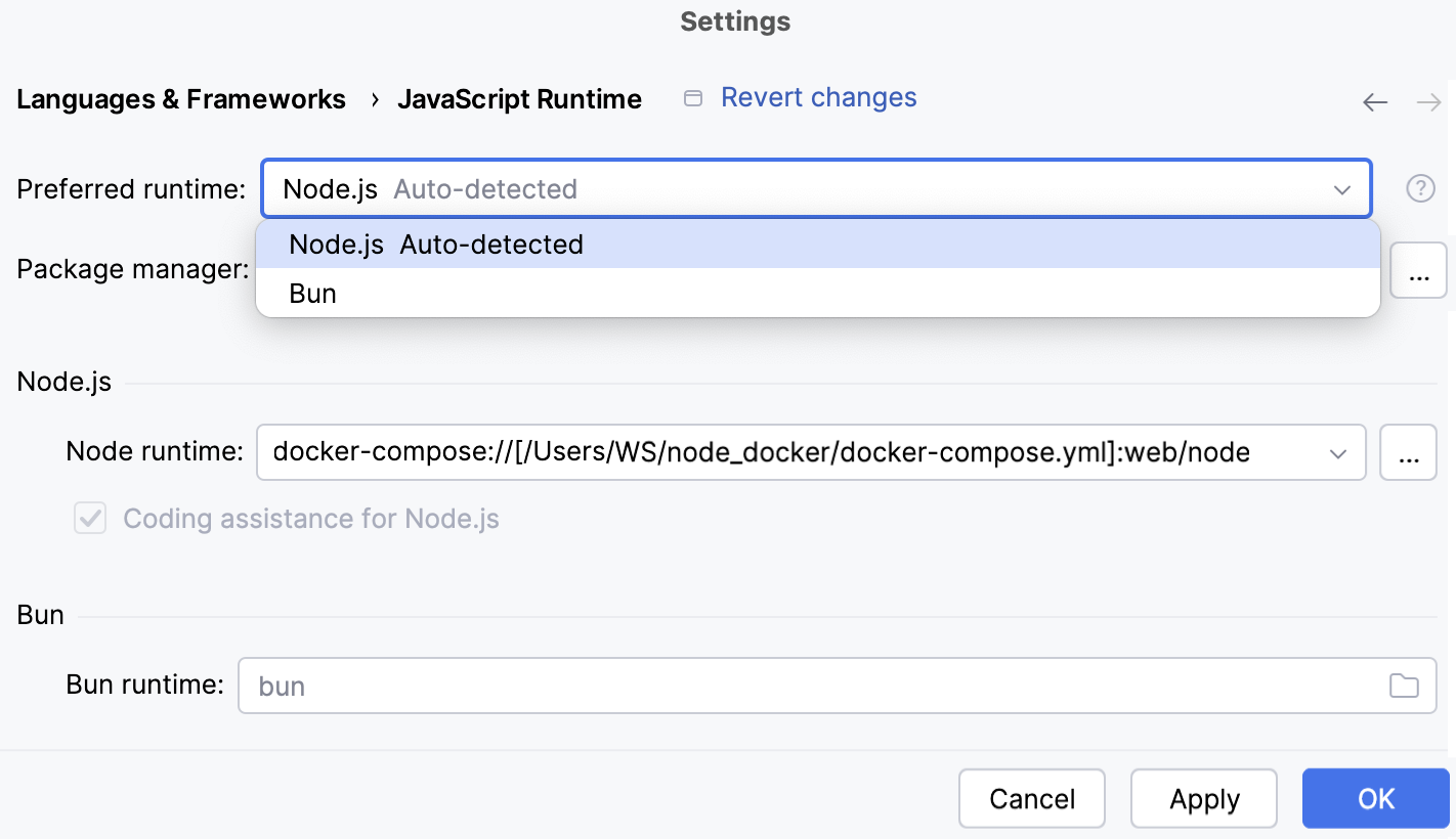 Select preferred runtime Select preferred runtime