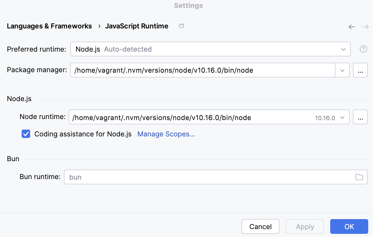 Configure remote Node.js runtime: package manager specified Configure remote Node.js runtime: package manager specified