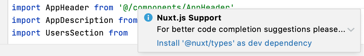 Notification about missing @nuxt/types Notification about missing @nuxt/types