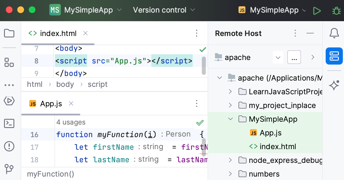 Debug JavaScript on an external web server: uploaded sources on the remote host Debug JavaScript on an external web server: uploaded sources on the remote host