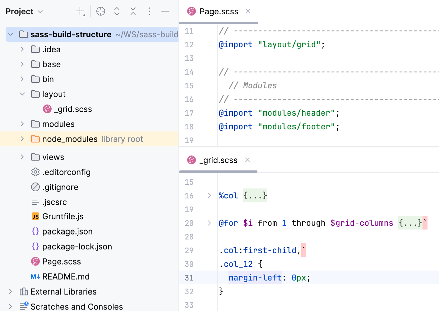 Compiling SCSS into CSS: project structure