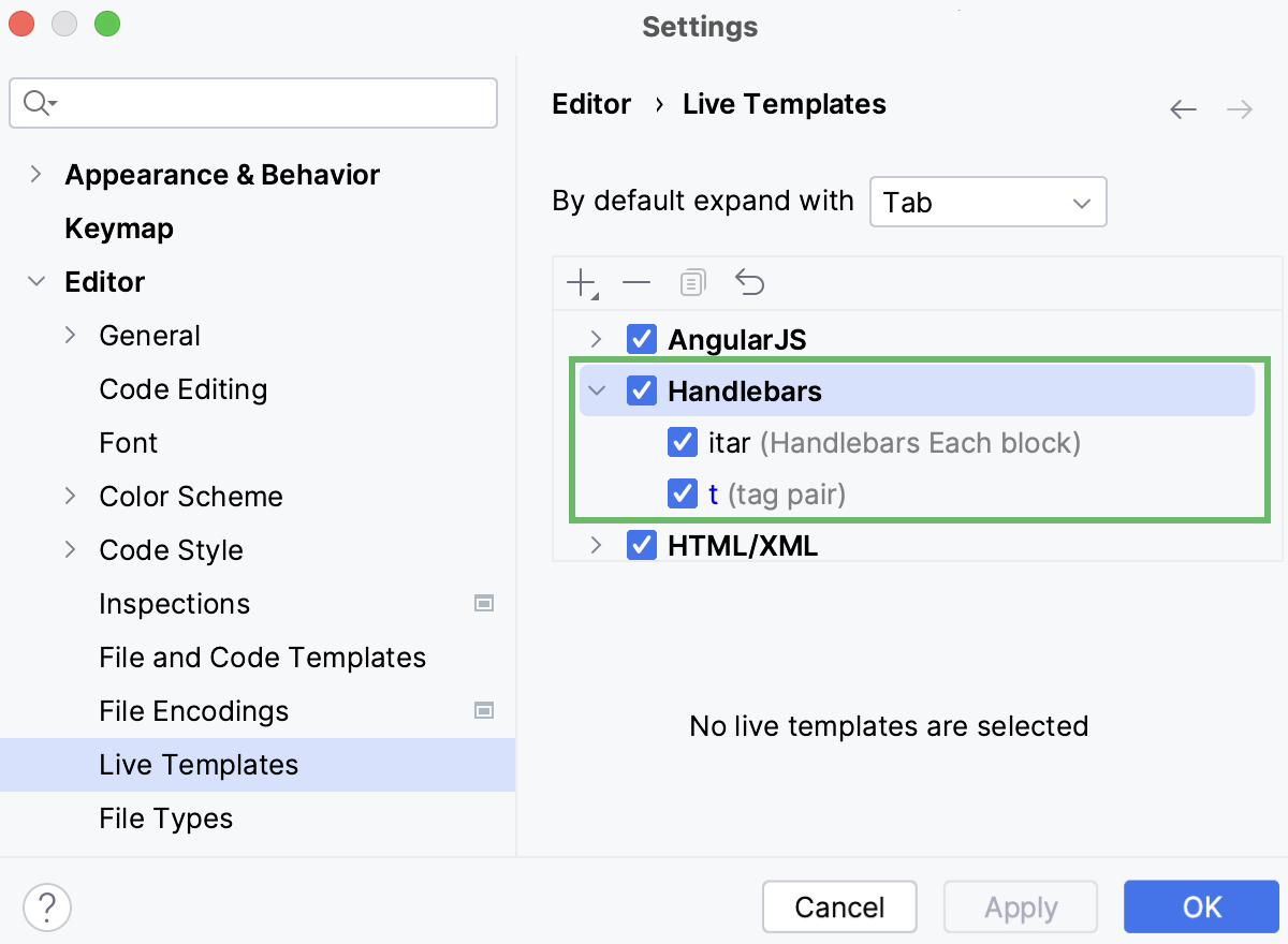 Live templates in WebStorm IDE Live templates in WebStorm IDE