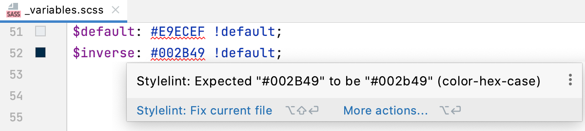 Stylelint popup Stylelint popup