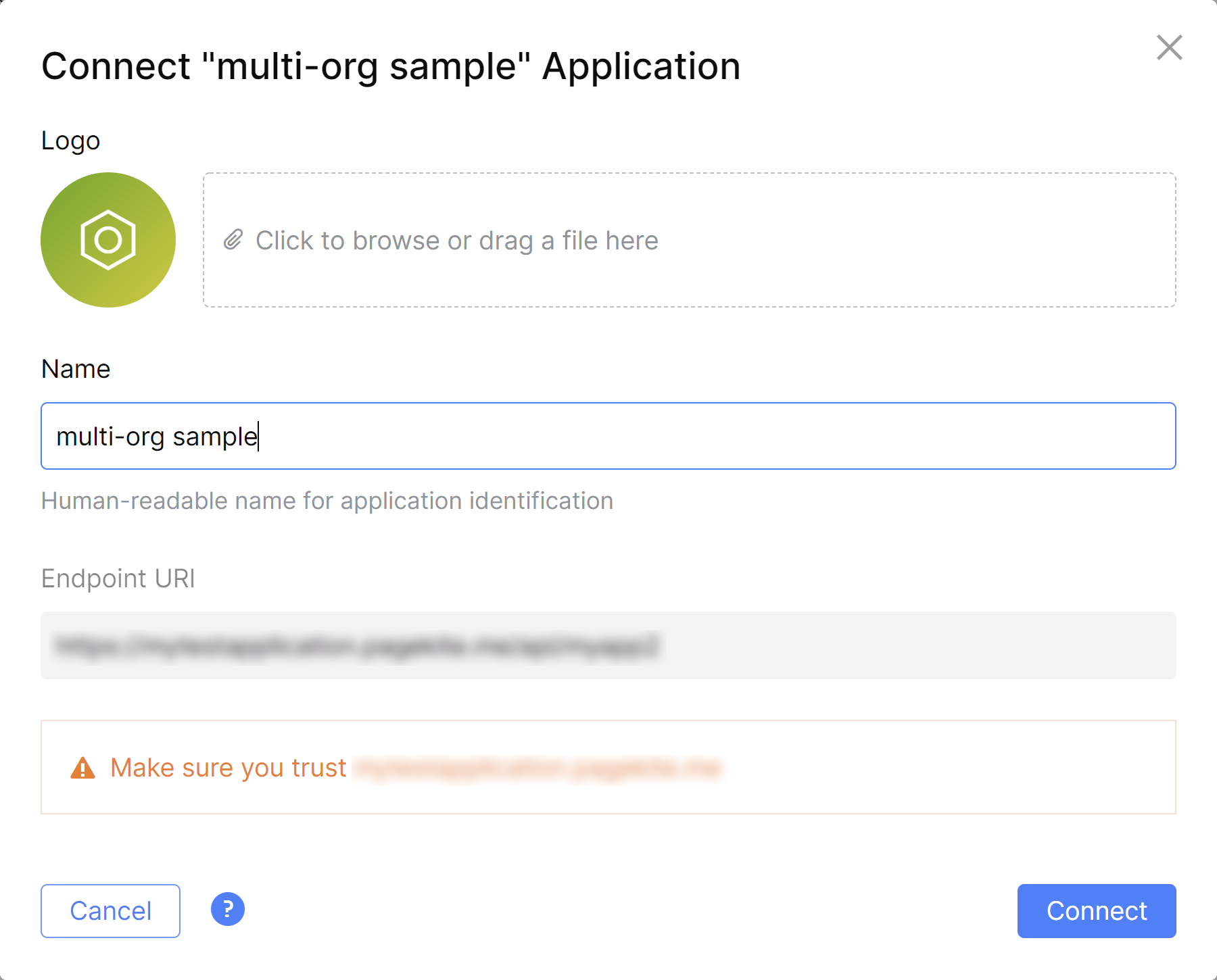 App connect dialog App connect dialog