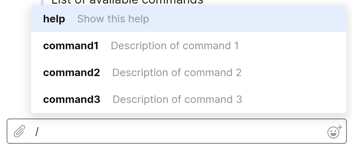 Slash commands Slash commands