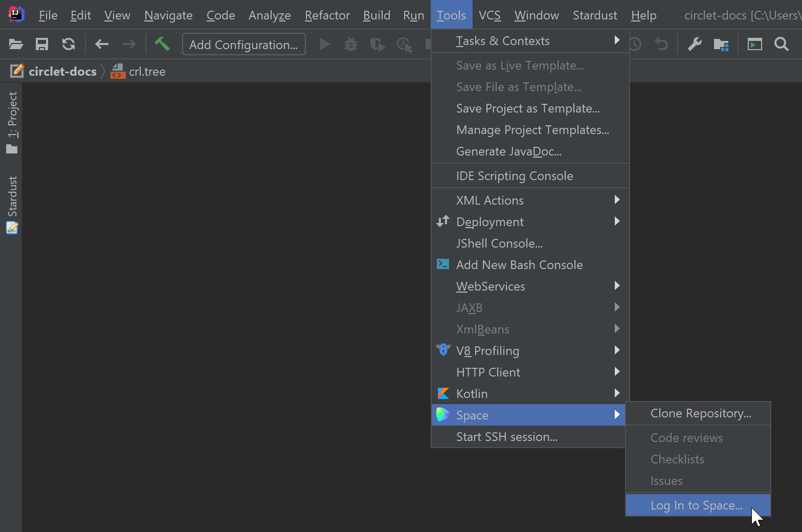 download space desktop jetbrains