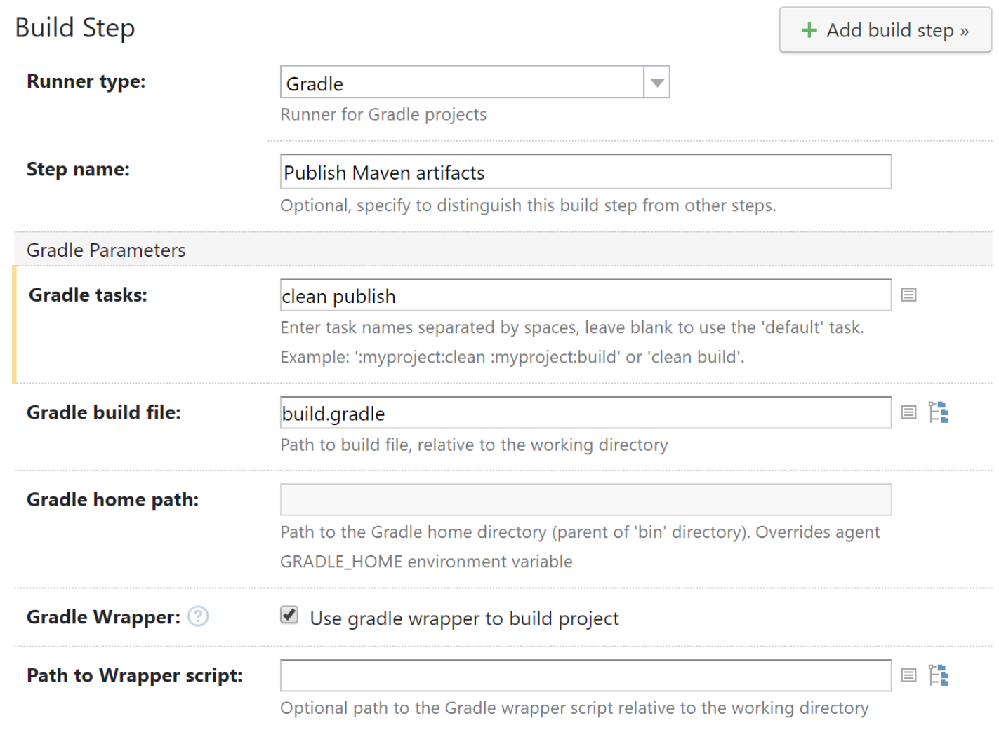 Gradle build step in TeamCity