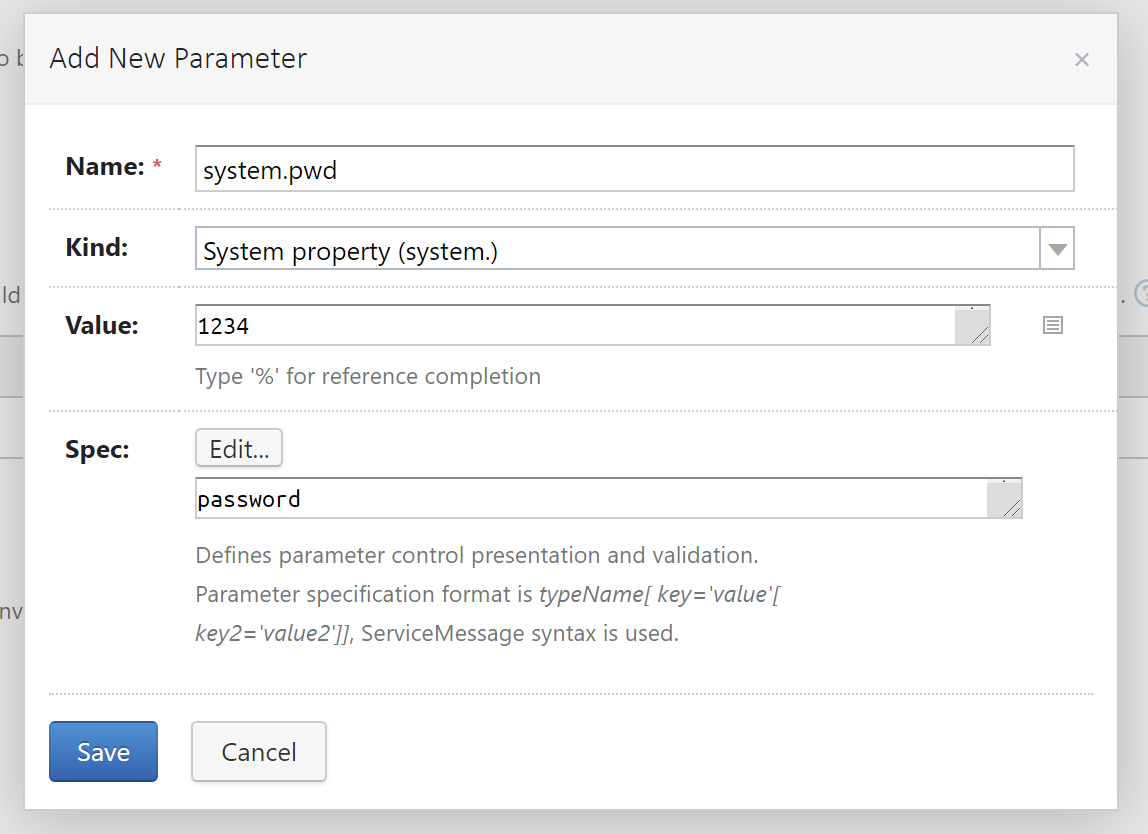 Set Space password in TeamCity