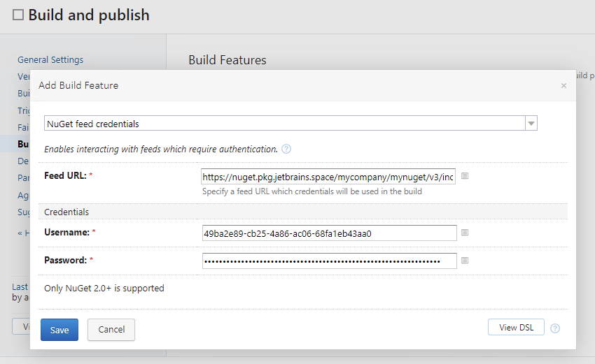 TeamCity. Add NuGet feed credentials