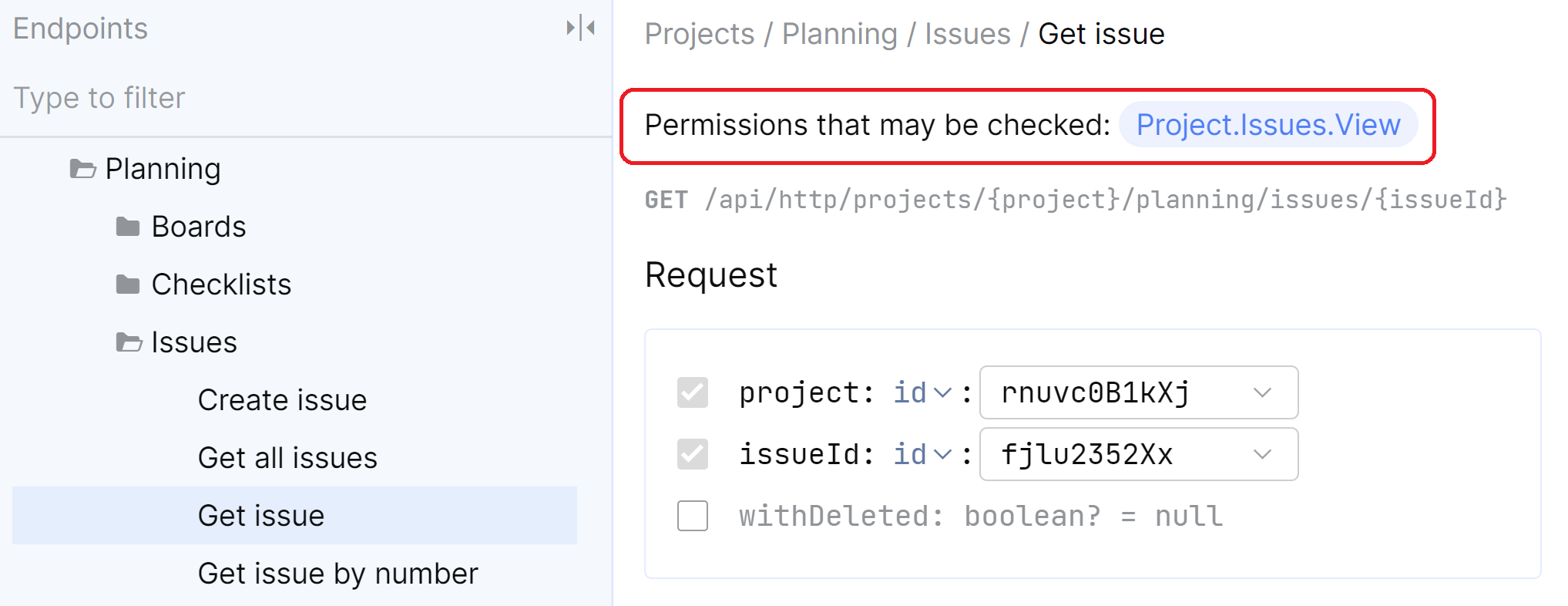 Check rights in API Playground