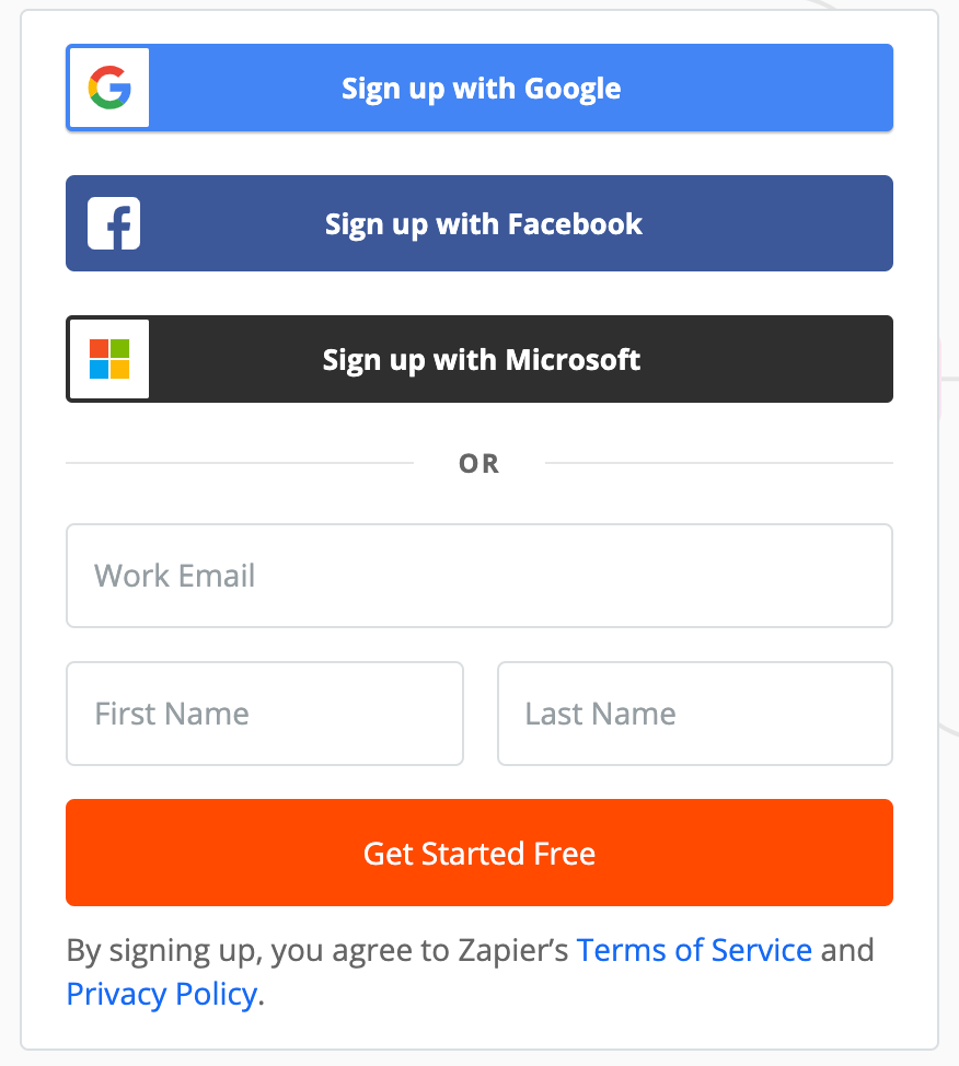 Create Zapier account