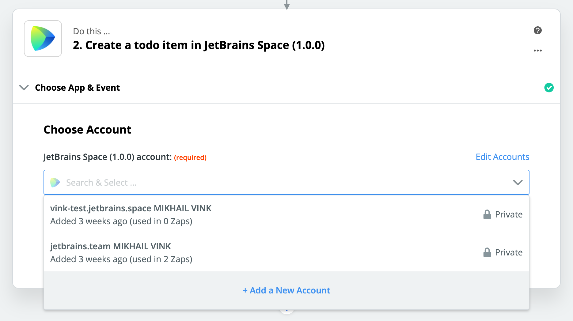 Configure actions