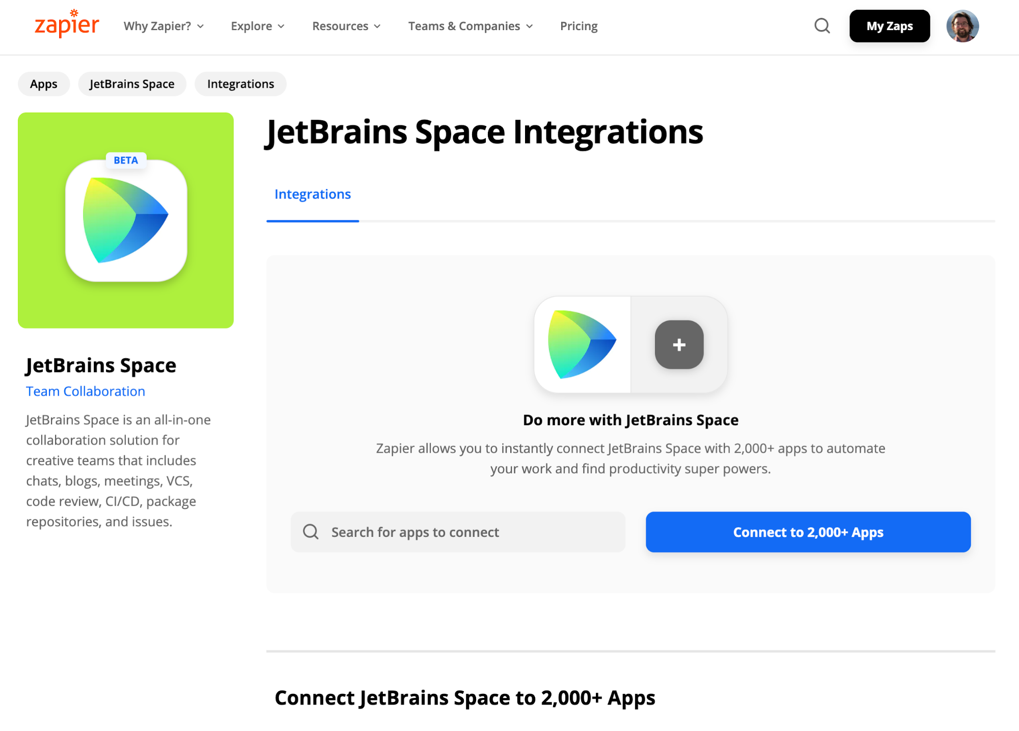 JetBrains Space Zapier features