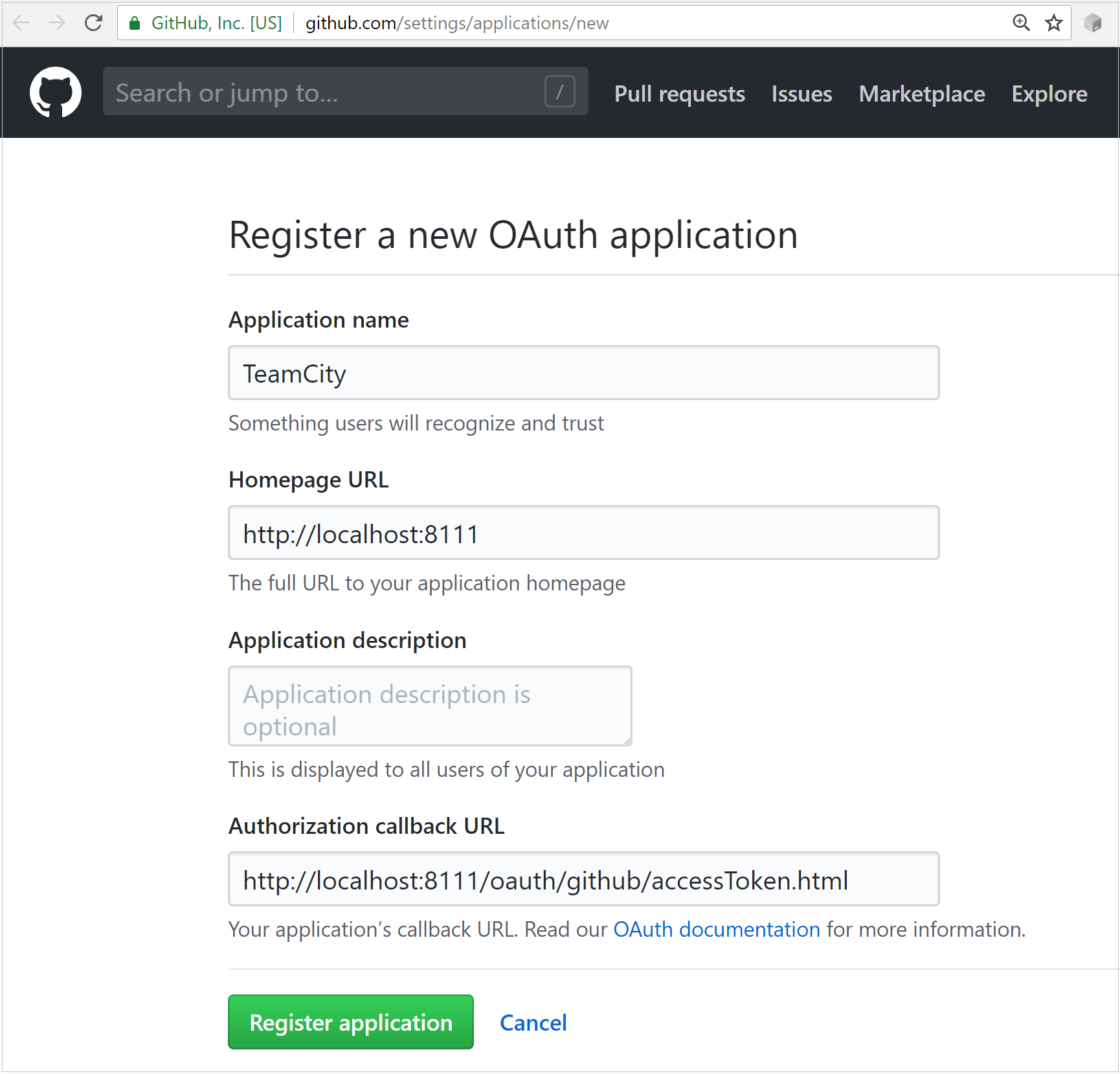 Create gh connection o auth