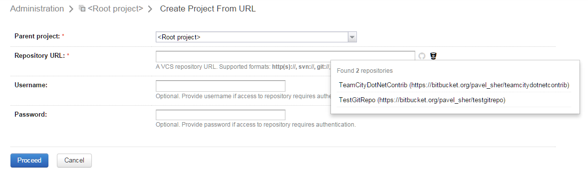 Project connection bitbucket