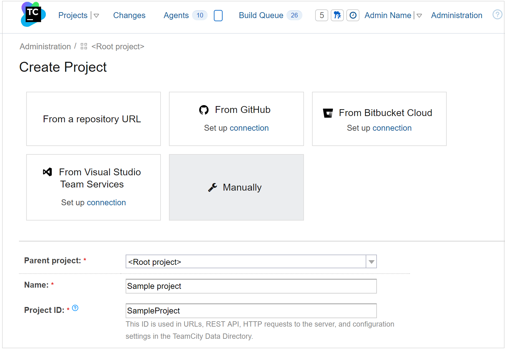 Create project manually