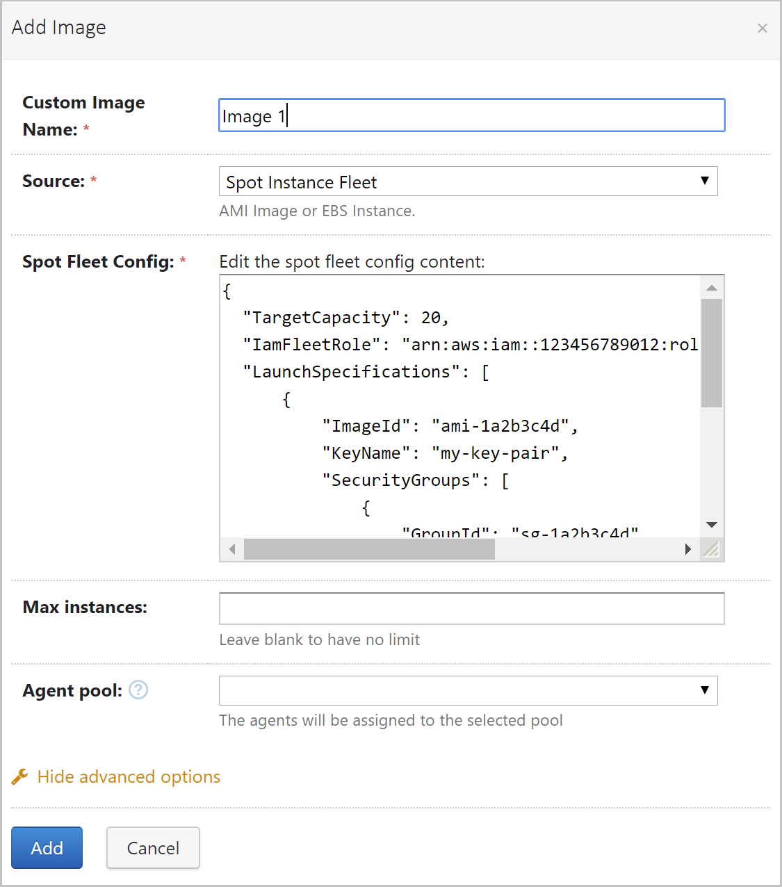 Spot Fleet configuration in TeamCity