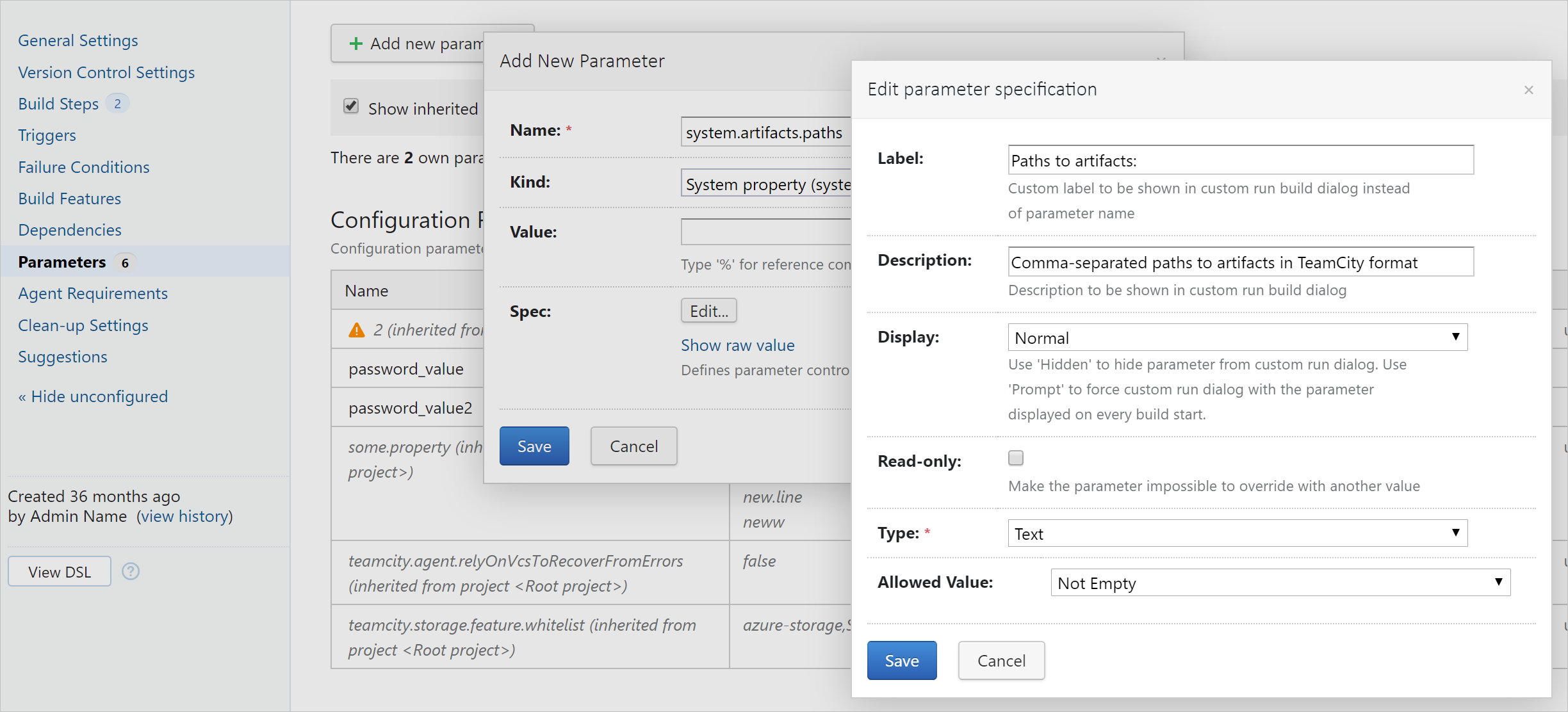 Paths to artifacts in Build Parameters