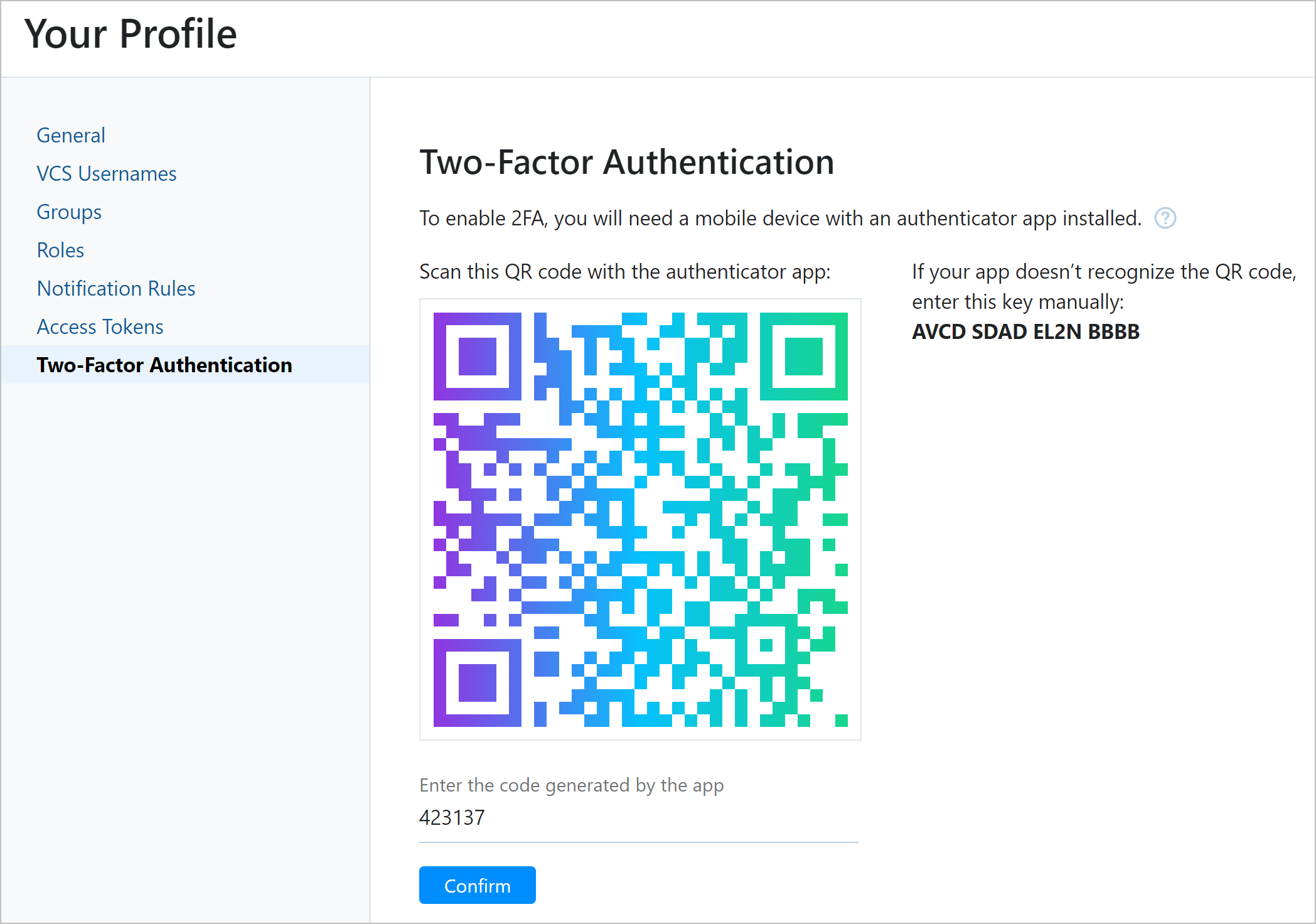Configuring two-factor authentication