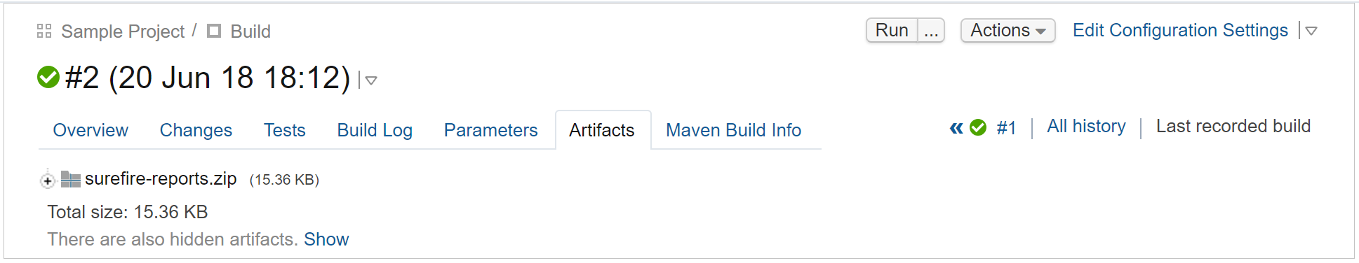 Artifacts in build results