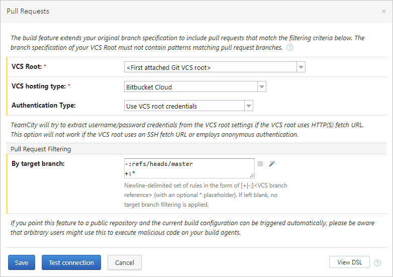 Bitbucket Cloud pull requests