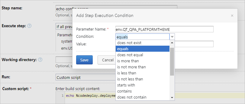 Adding a parameter-based execution condition