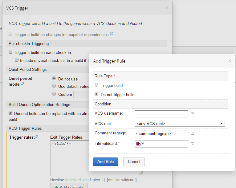 Adding trigger rule