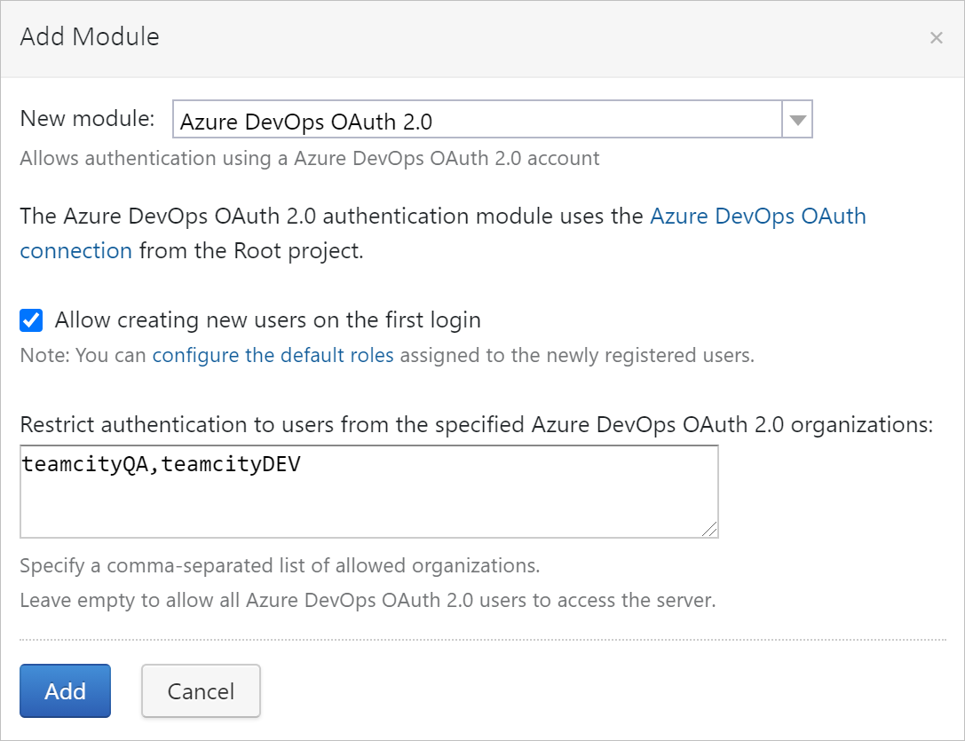 Configuring authentication in Azure