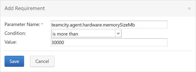 Add Requirement dialog Add Requirement dialog
