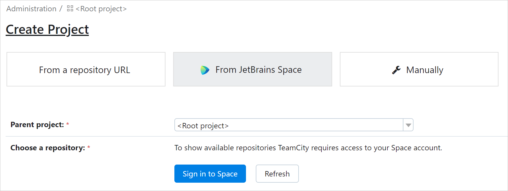 Create a project from a Space repository Create a project from a Space repository