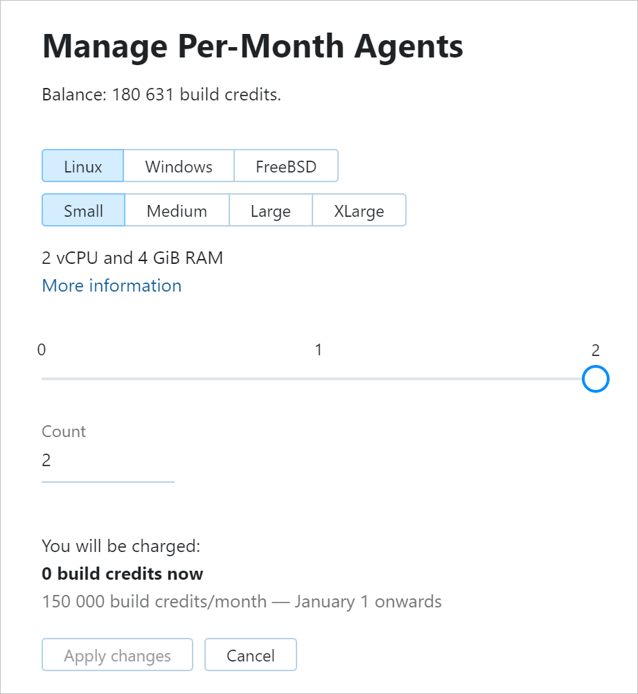 JetBrains-hosted agents prepaid monthly