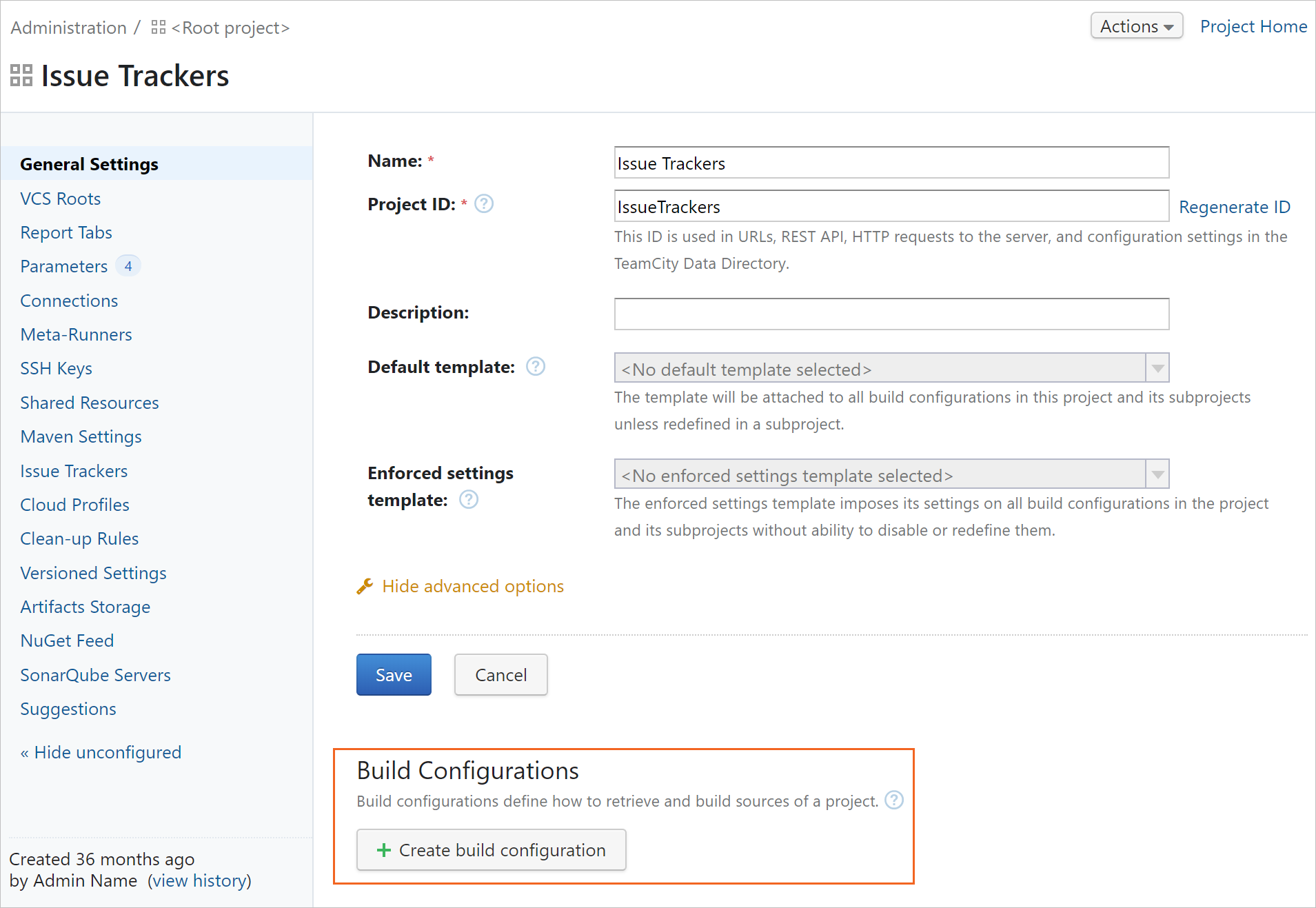 Create a build configuration