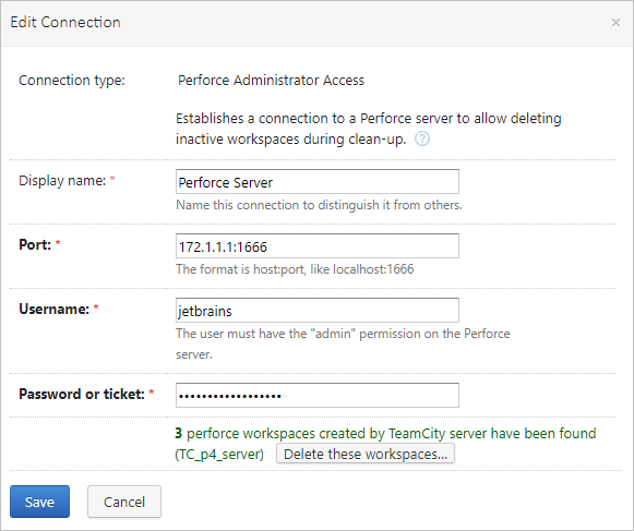 Perforce Administrator Access connection