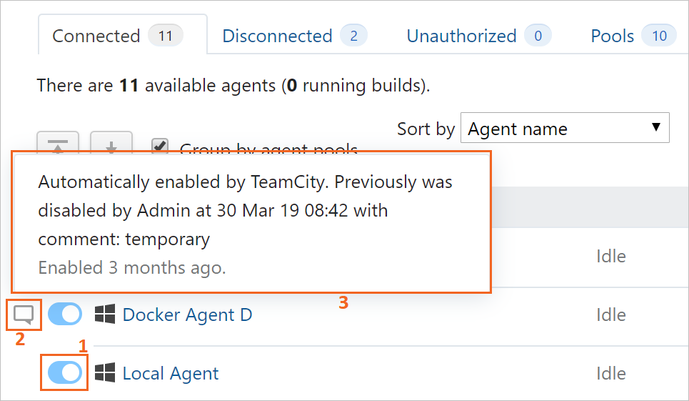 Enable/disable an agent