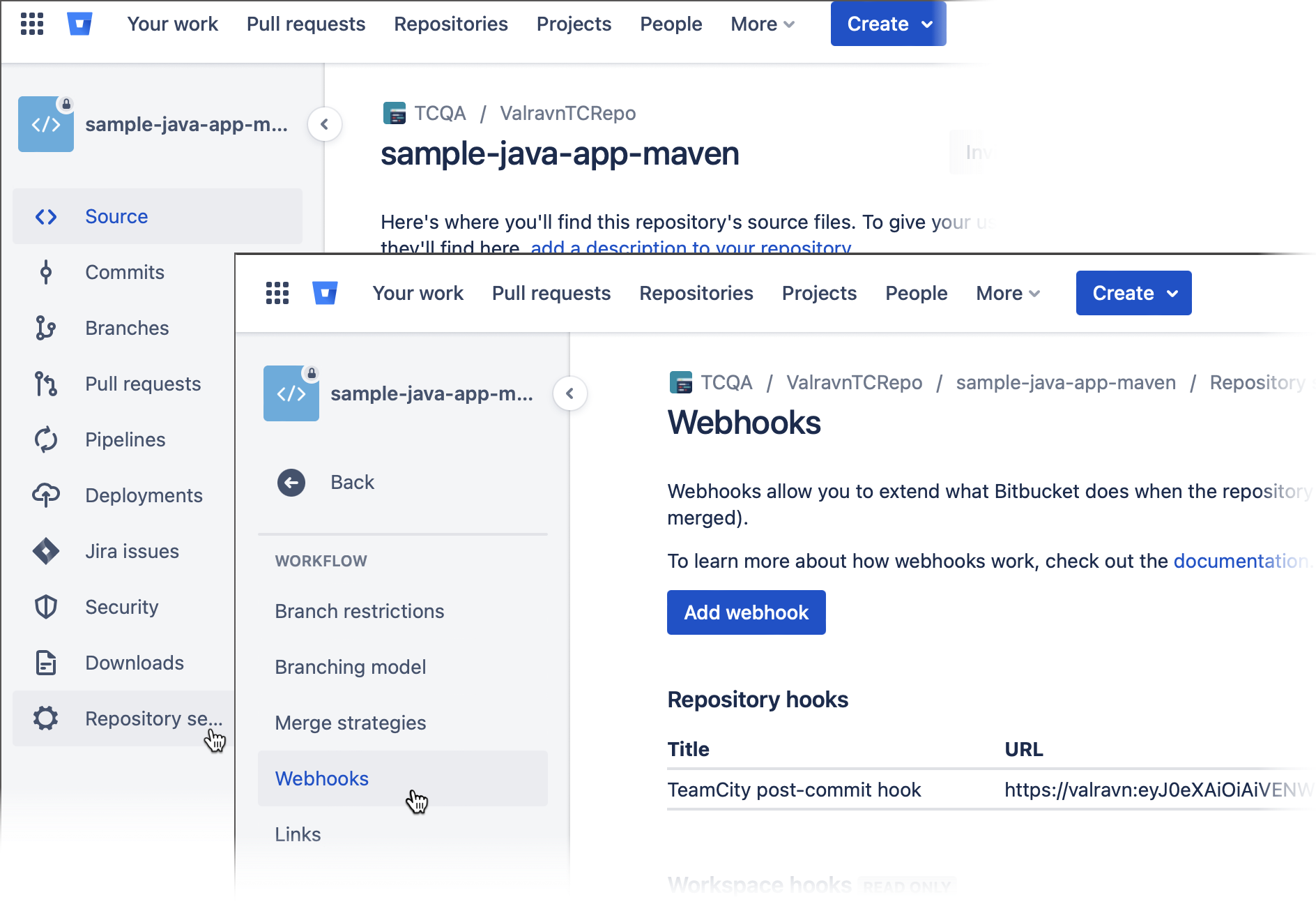 Create webhooks in BB Cloud