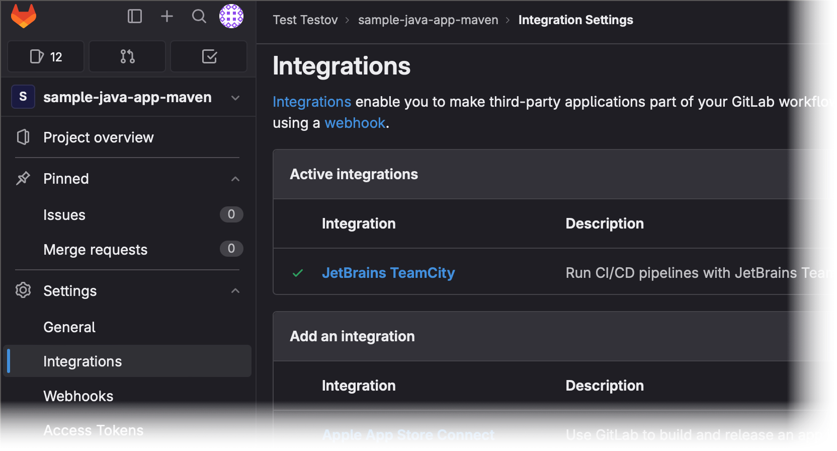 GitLab TeamCity integration