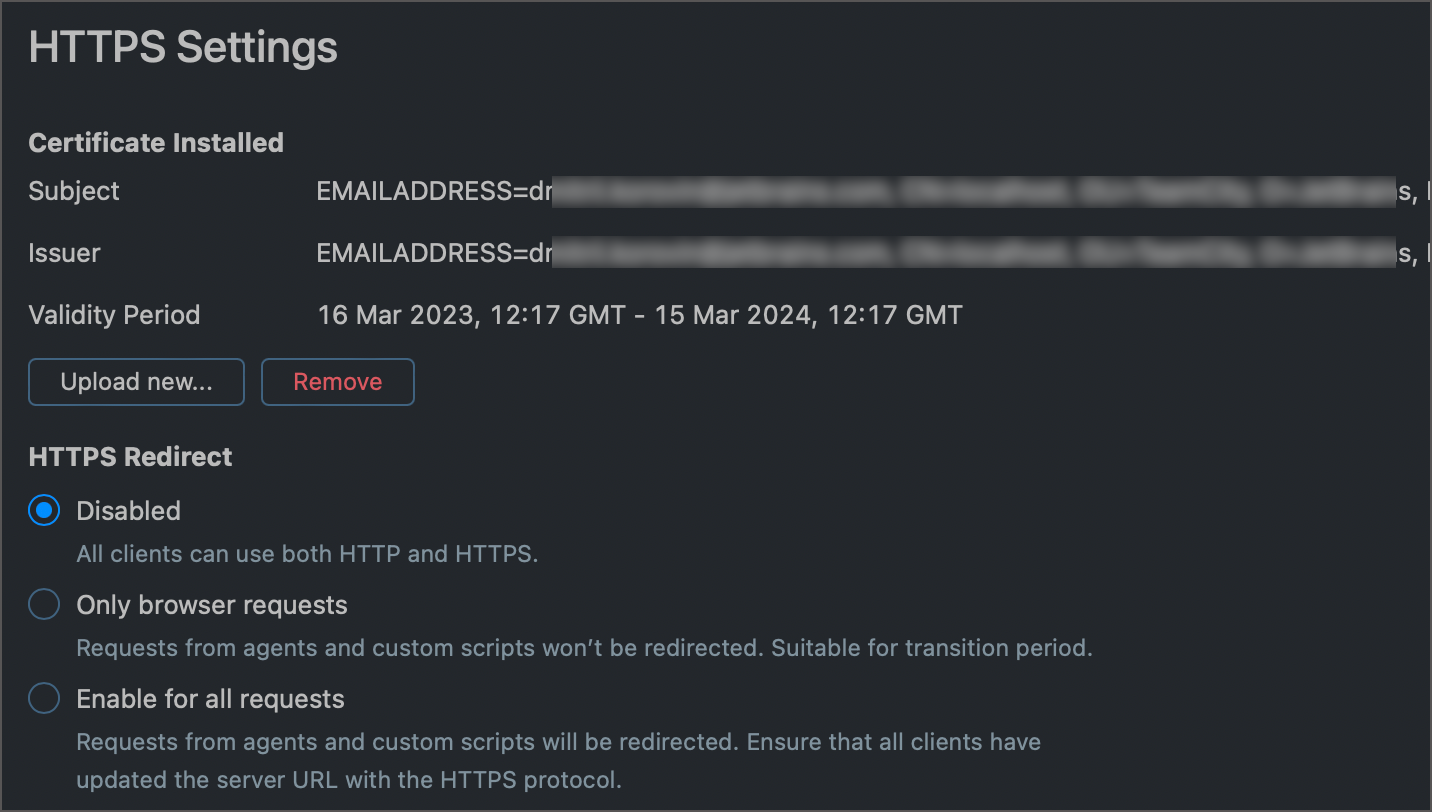 Available HTTPS Redirect Options