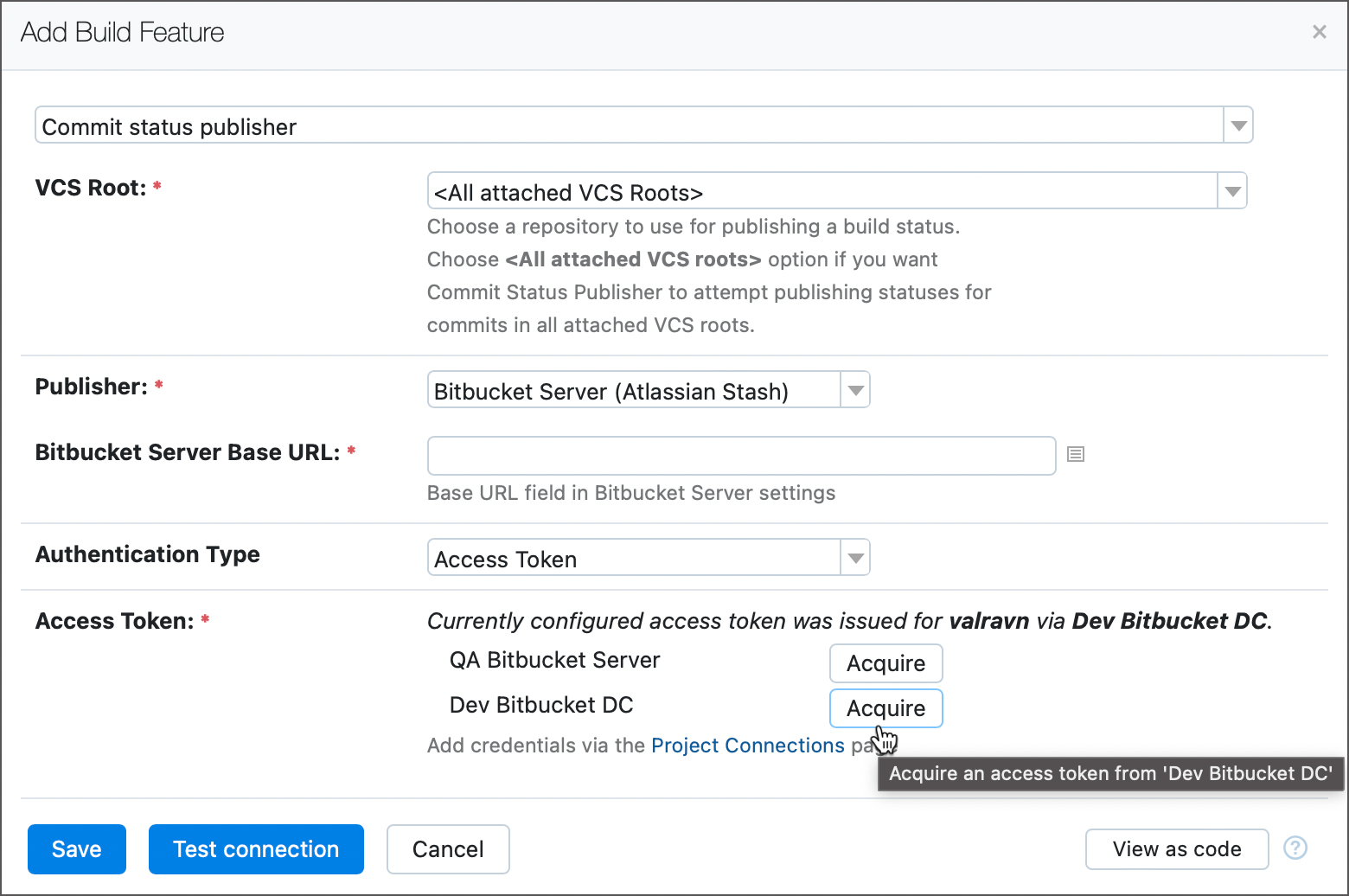 Acquire access token for Bitbucket Server